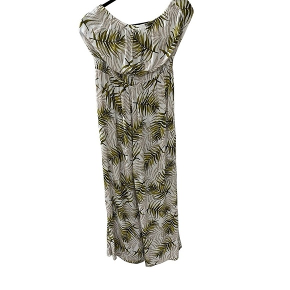 Papaya Pants - Papaya Leaf Print Strapless jumpsuit size large 100% Rayon